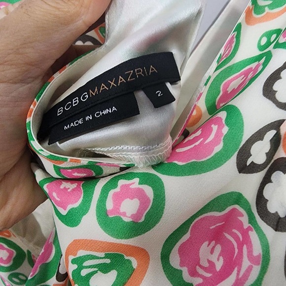 BCBGMaxAzria 100% Silk Floral Sequins Boho Dress Size 2 - Picture 8 of 10